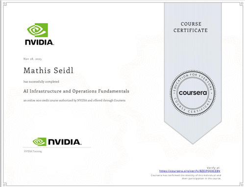 NVIDIA AI Infrastructure & Operations certificate