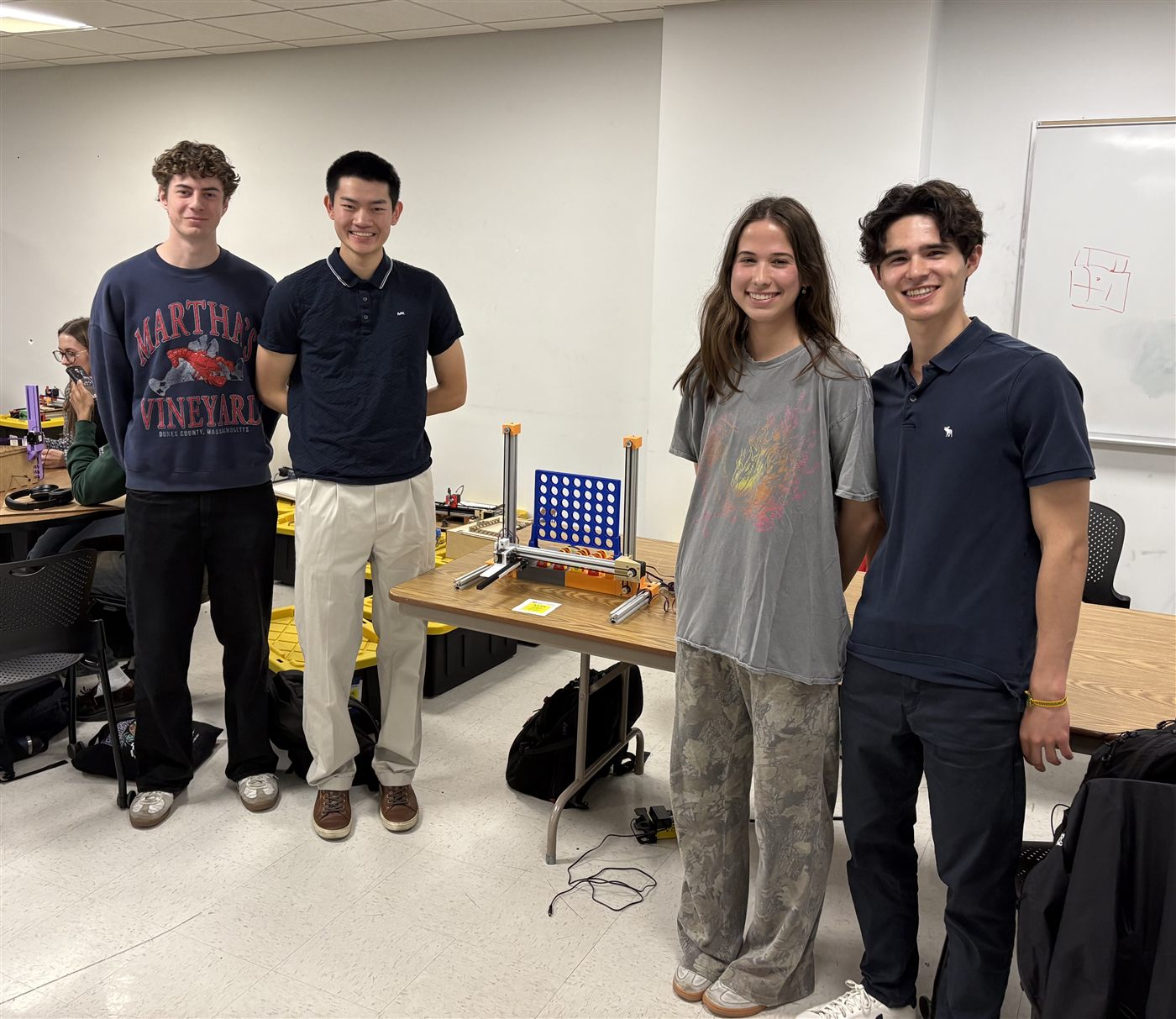 Team photo with the finished Connect 4 device