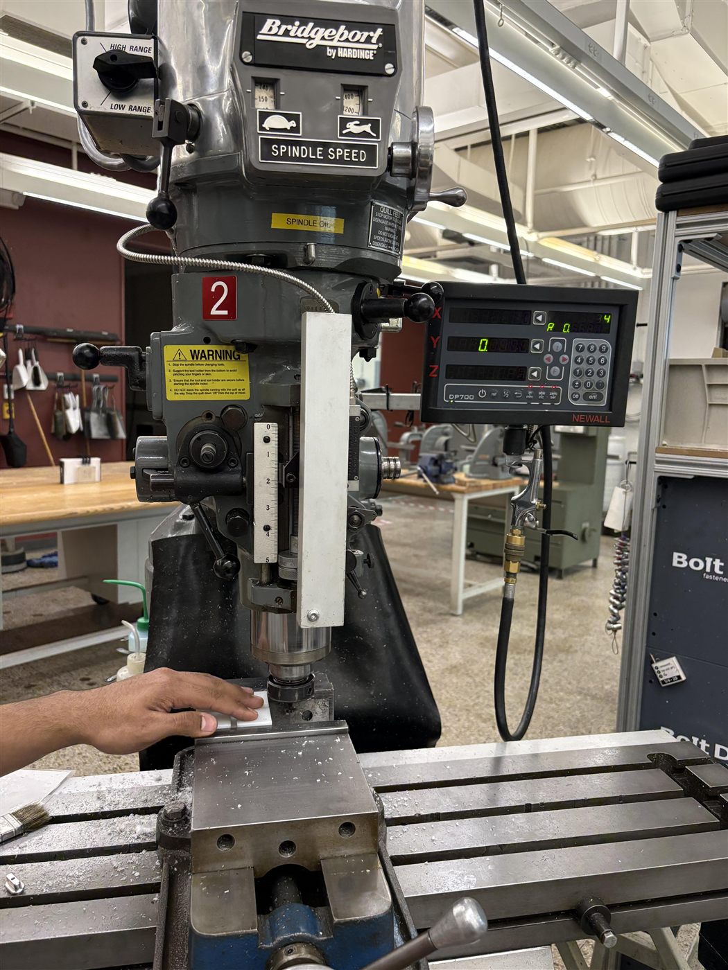 Operating the Bridgeport vertical milling machine